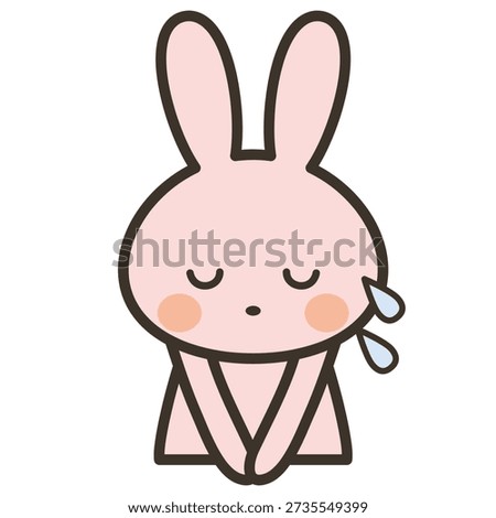 Upper body illustration of a cute rabbit character apologizing