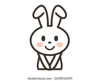 Upper body illustration of a cute white rabbit smiling and posing well