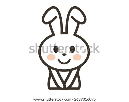 Upper body illustration of a cute white rabbit smiling and posing well