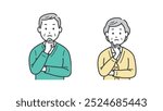 Upper body illustration of an elderly man and woman worried with their hands on their face