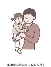 Upper body illustration of a father holding a child