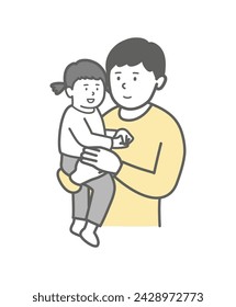 Upper body illustration of a father holding a child
