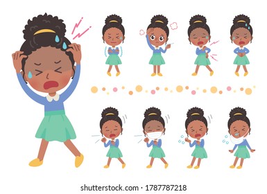 A upper body illustration of a girl expressing various emotions.Vector art so easy to edit.