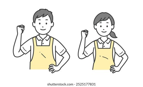 Upper body illustration of male and female caregivers doing a fist pump