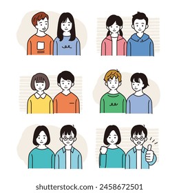 Oberkörper-Illustrations-Set für Grundschulkinder