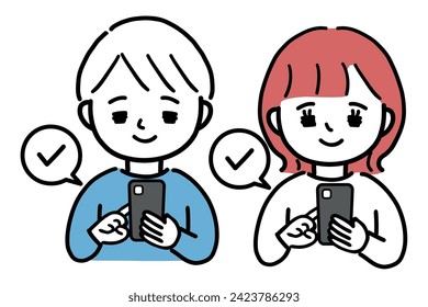 Ilustración en el cuerpo superior de un joven que maneja un smartphone.