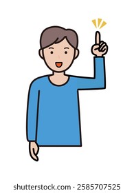 Upper body illustration of a young man explaining a point