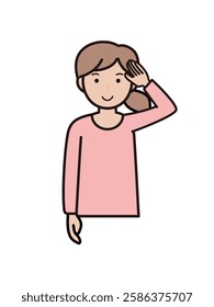 Upper body illustration of a young woman doing a salute pose