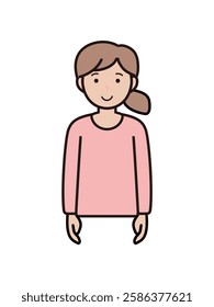 Upper body illustration of a young woman facing forward with a smile