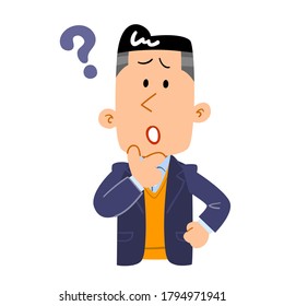 Upper body of man in jacket with doubt