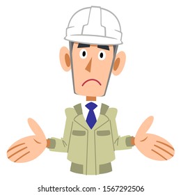 Upper body of a man wearing a work clothes wearing a helmet