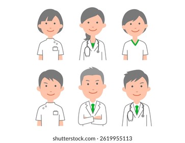 Upper body pose of a medical worker. A friendly and cute illustration with a 3.5 head body ratio. Simple colors make it easy to use.