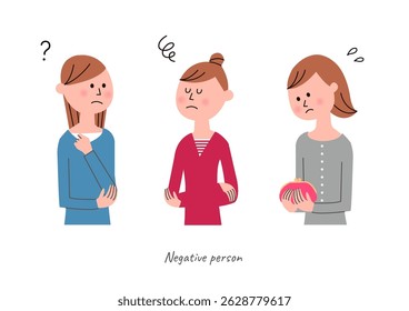 Upper body set of a woman with a negative expression