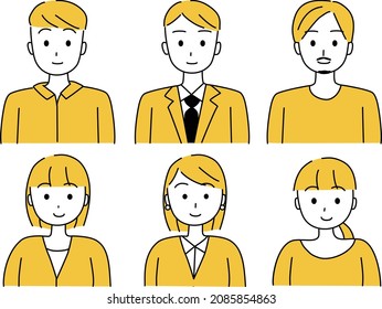 The upper body set of a young business person with a smile. Various clothes.