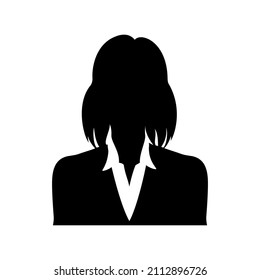 Upper body silhouette of a businesswoman wearing suit jacket and white shirt.