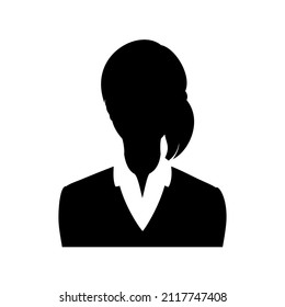 Upper body silhouette of a female with ponytail hairstyle.