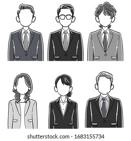 Upper body of a six-person anonymous business team