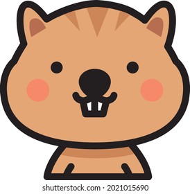 The upper body of a smiling squirrel 