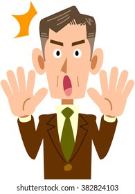 Upper body of surprised elderly businessman