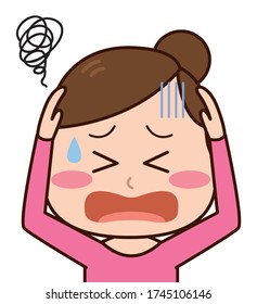 

Upper body woman holding her head and suffering