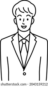 Cuerpo superior de un joven con traje (línea)