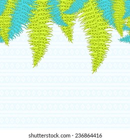 The upper boundary of the abstract feathers ornament. Vector background with ornament and feathers.