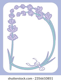 Upper case letter. "D". Lavender flower font. Vector illustration.