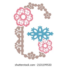 Großbuchstabe. "G". Blumenschrift. Vektorgrafik.