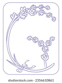 Upper case letter. "G". Lavender flower font. Vector illustration.
