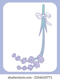 Upper case letter. "J". Lavender flower font. Vector illustration.