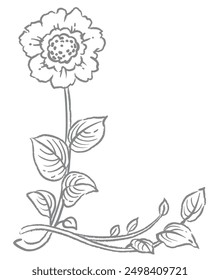 Upper case letter. "L". Floral font. Vector illustration.