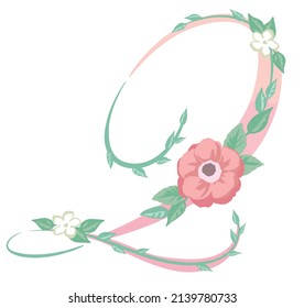 Upper case letter. "Q". Floral font. Vector illustration.