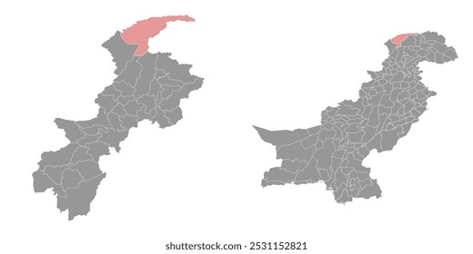 Upper Chitral district map, administrative division of Pakistan. Vector illustration.