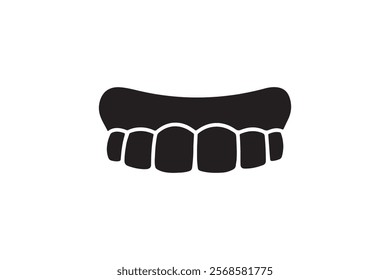 Upper denture silhouette, isolated on white background.