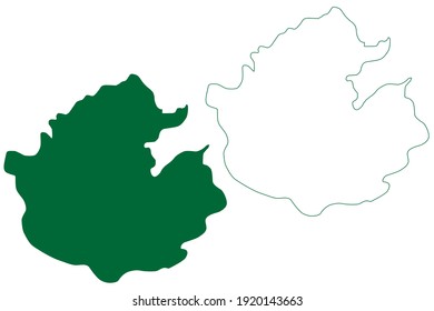 Mapa de ilustraciones vectoriales del Alto Valle del Dibang (Estado de Arunachal Pradesh, República de la India), dibujo de garabatos del Valle del Dibang