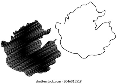 Upper Dibang Valley district (Arunachal Pradesh State, Republic of India) map vector illustration, scribble sketch Dibang Valley map
