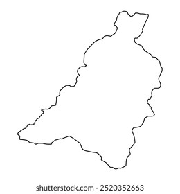 Mapa do distrito de Upper Dir, divisão administrativa do Paquistão. Ilustração vetorial.