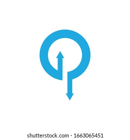 Upper and down arrow logo with circle icon