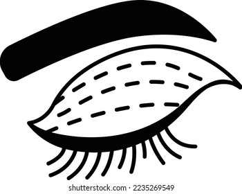 Upper Eyelid Dermatitis concept, blepharoplasty vector icon design, beauty and personal care symbol, cosmetic dermatology sign, body aesthetics stock illustration 
