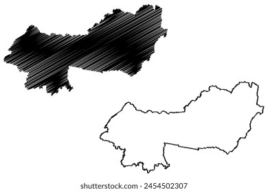 Upper Hunter Shire (Commonwealth of Australia, New South Wales, NSW) map vector illustration, scribble sketch Upper Hunter map