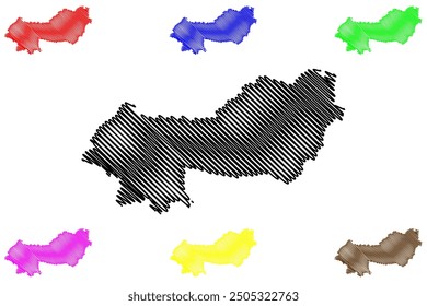 Upper Hunter Shire (Commonwealth of Australia, New South Wales, NSW) map vector illustration, scribble sketch Upper Hunter map