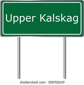 Upper Kalskag, Alaska, road sign green vector illustration, road table, USA city