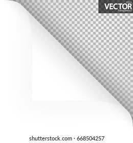 upper left paper corner with vector transparency showing shadow