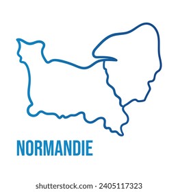 Upper and Lower Normandy isolated vector illustration map on white.  Soft smooth abstract blue gradient line