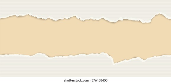 upper and lower part of ripped open lined paper colored gray
