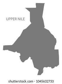 Upper Nile map of South Sudan grey illustration shape