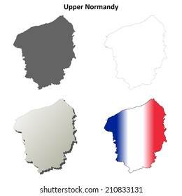 Upper Normandy blank detailed outline map set - vector version