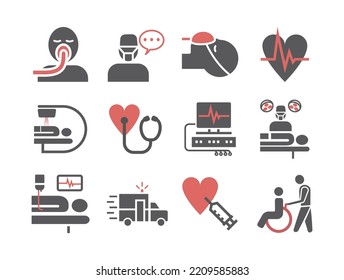 Upper respiratory tract infections URI or URTI. Symptoms icons set. Vector signs for web graphics.