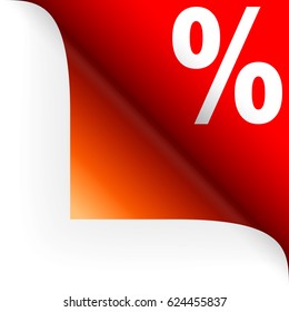 upper right paper corner with percentage sign as discount symbol