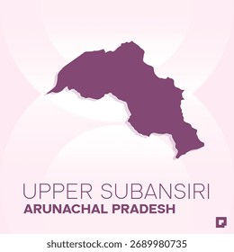 Mapa del distrito de UPPER SUBANSIRI, Arunachal Pradesh, India – Esquema de Vector Editable.